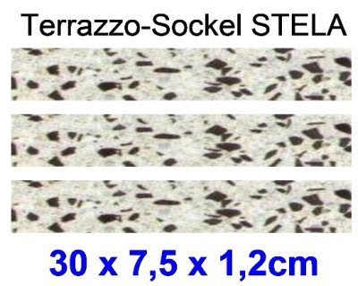 Terrazzo-Sockelleiste Stela, 30 x 7,5 x 1,2cm